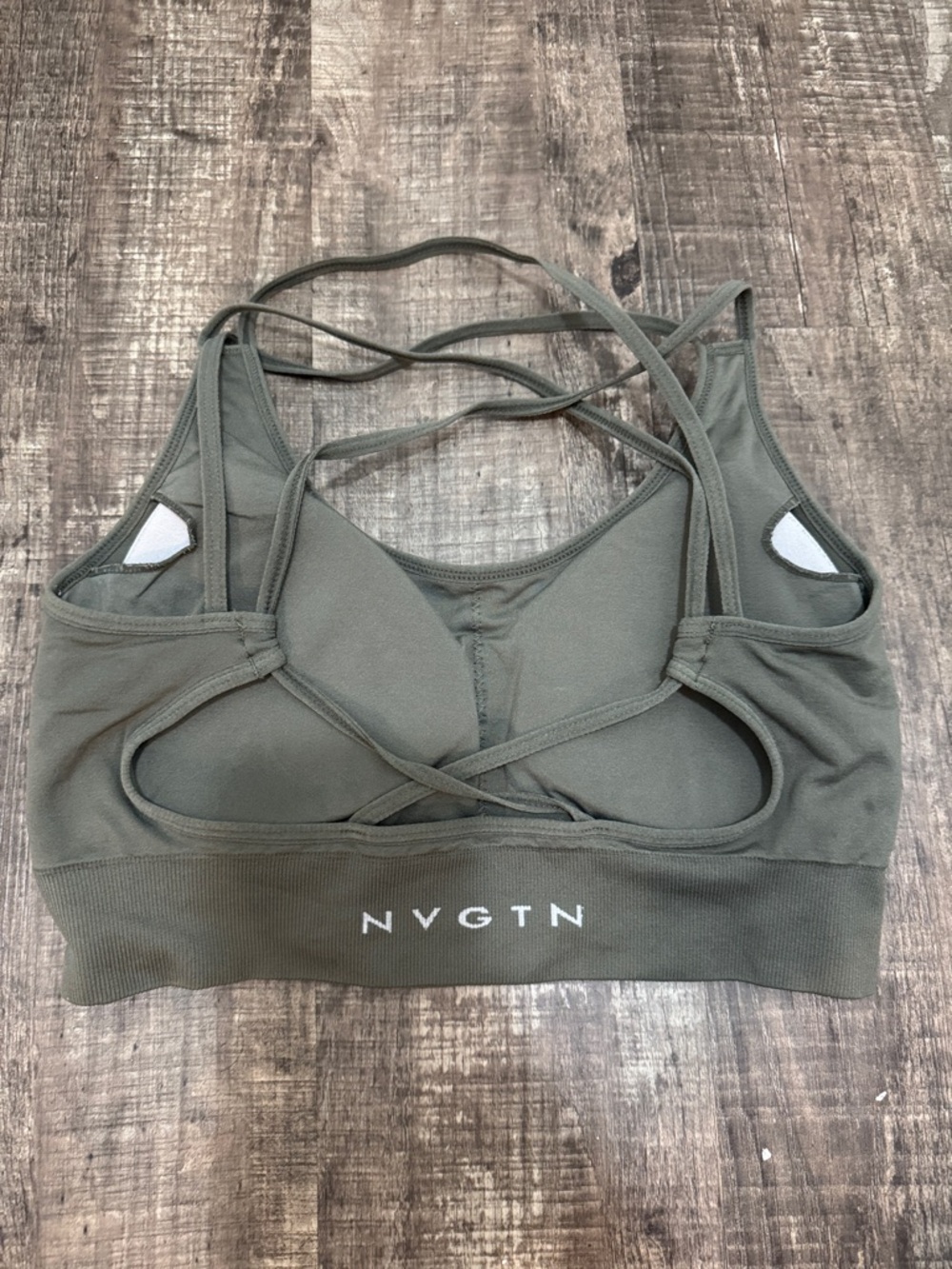 NVGTN Olive Green Strappy Seamless Sports Bra- Size M